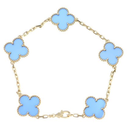 Van Cleef & Arpels Vintage Alhambra Bracelet Blue Agete YG Yellow Gold