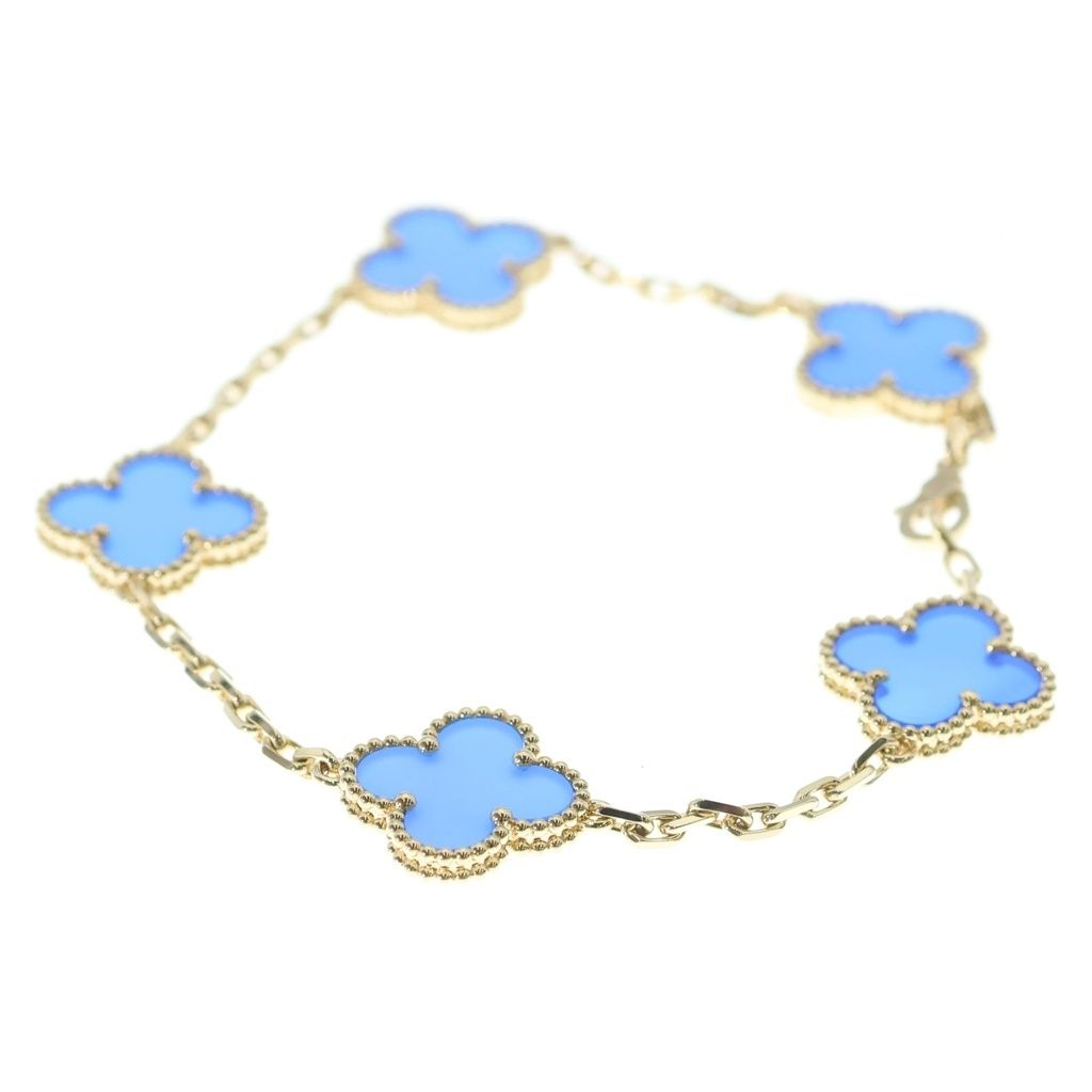Van Cleef & Arpels Vintage Alhambra Bracelet Blue Agete YG Yellow Gold — view 3
