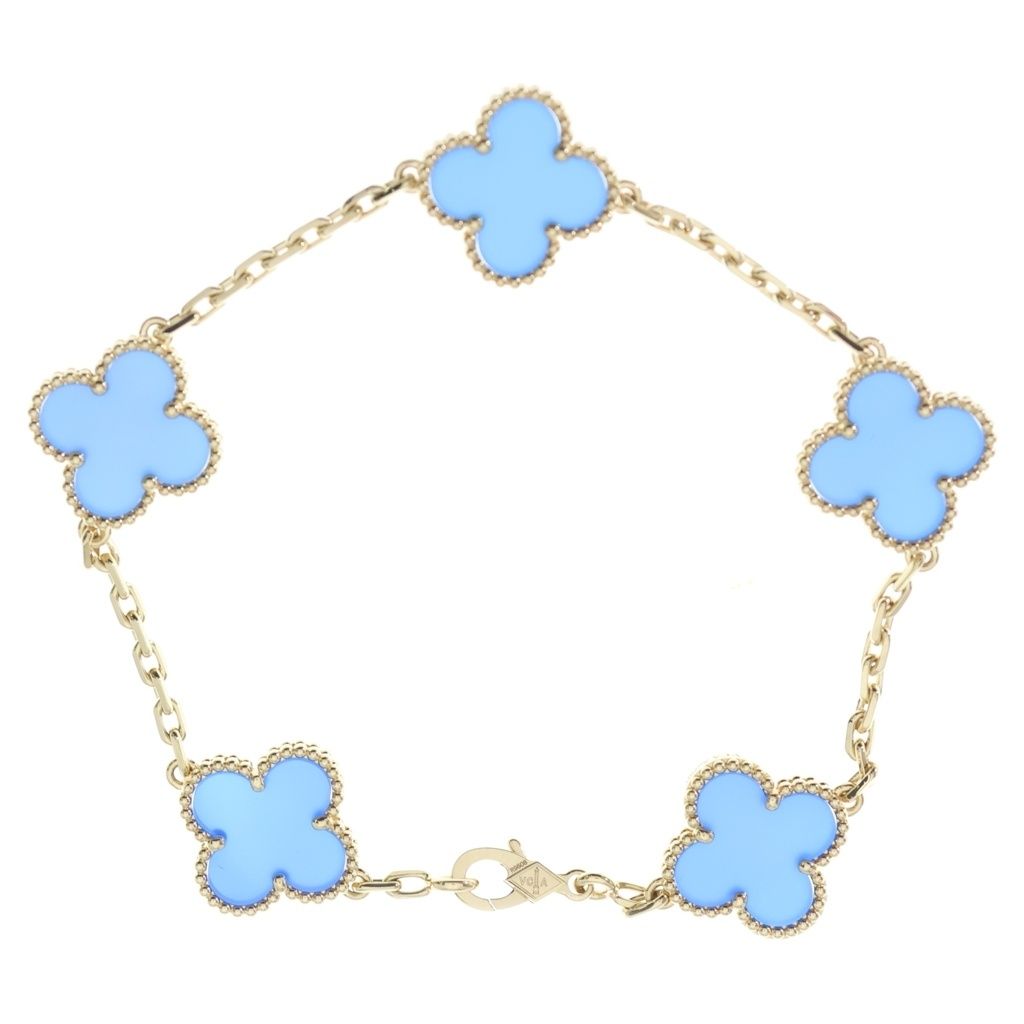 Van Cleef & Arpels Vintage Alhambra Bracelet Blue Agete YG Yellow Gold — view 2