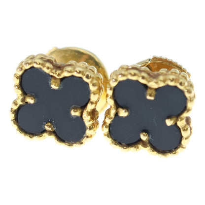 Van Cleef & Arpels Sweet Alhambra Onyx Earrings 18k Yellow Gold