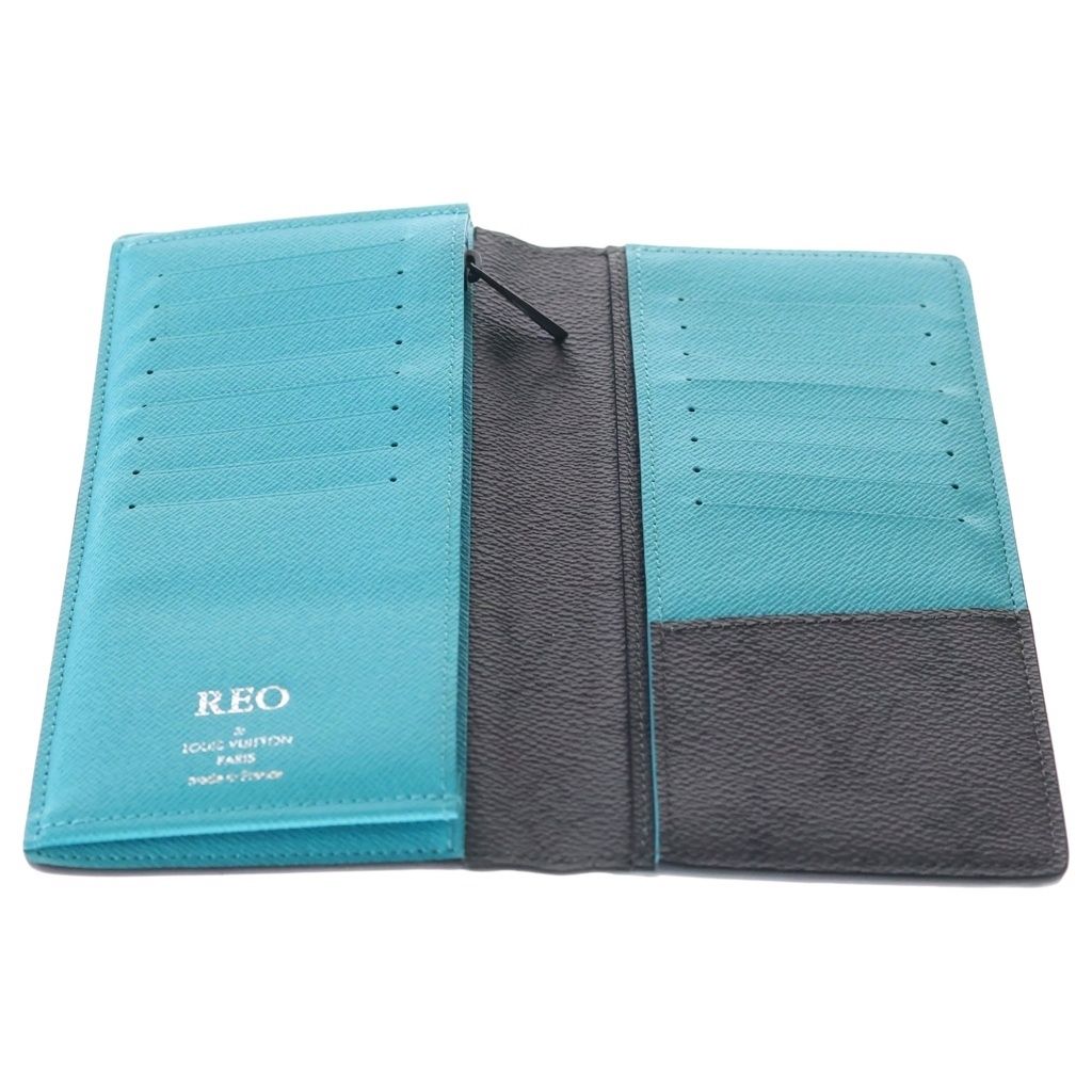 Louis Vuitton Portefeuille Brazza NM Monogram Eclipse Wallet Turquoise Gray — view 5