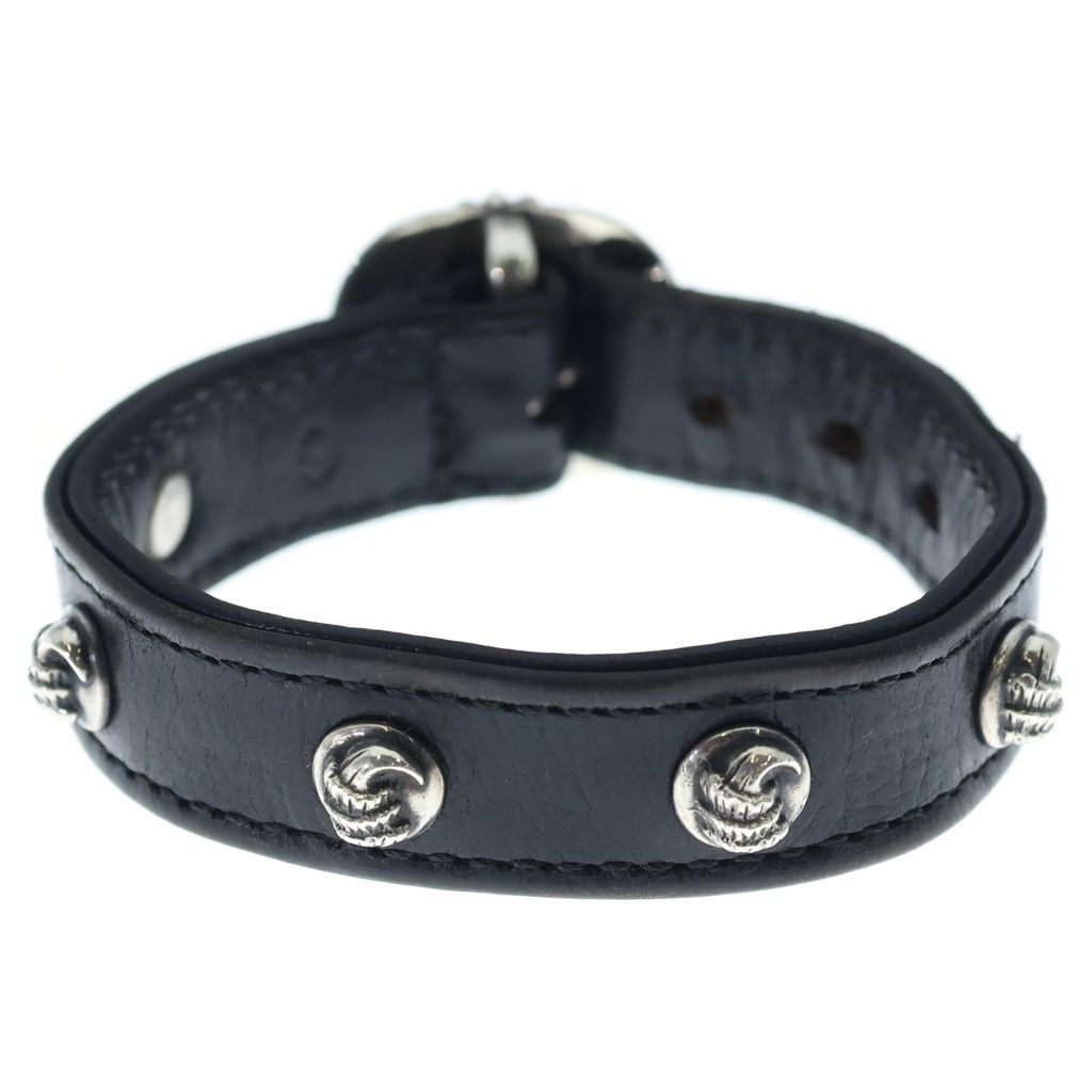 Chrome Hearts Gunslinger Crow Ball Leather Bracelet Black Silver — view 2