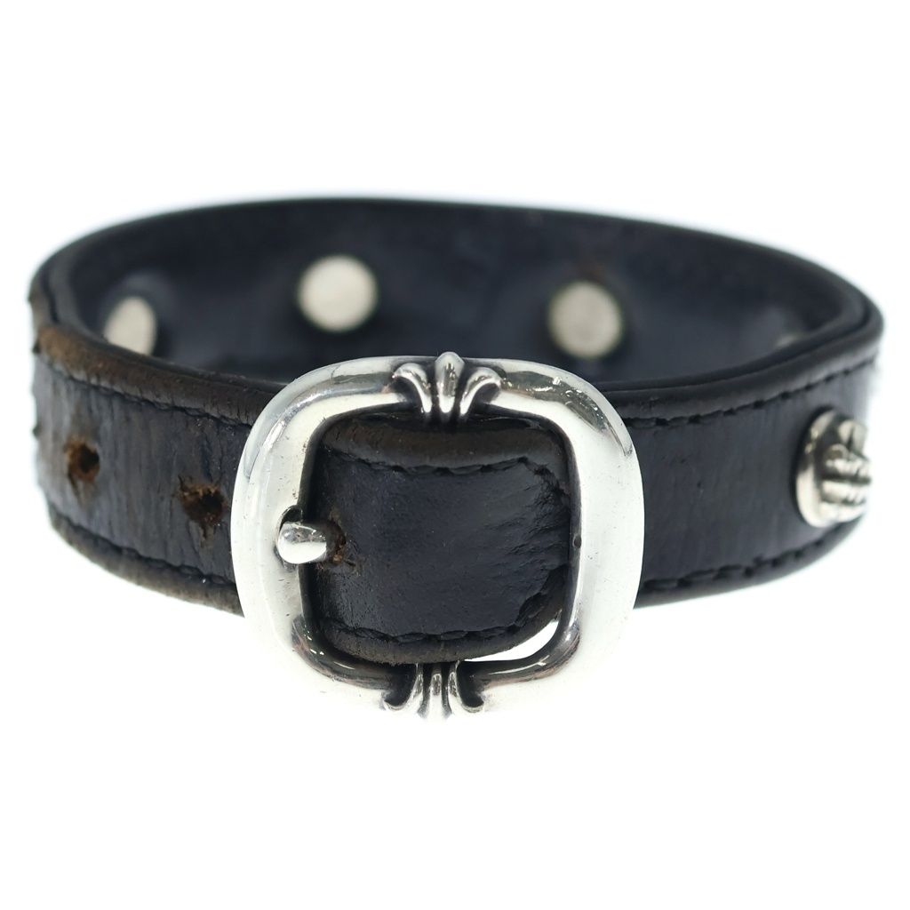 Chrome Hearts Gunslinger Crow Ball Leather Bracelet Black Silver — view 5