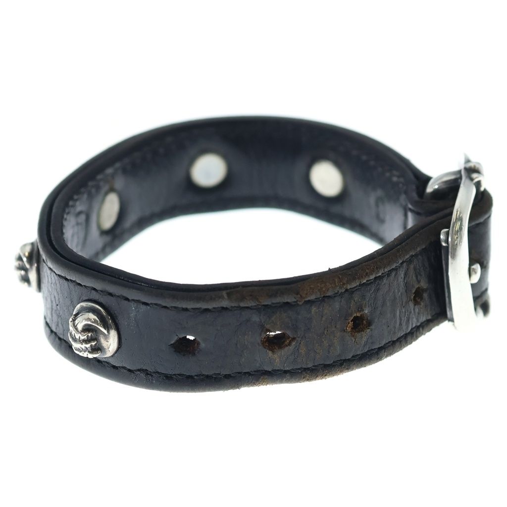 Chrome Hearts Gunslinger Crow Ball Leather Bracelet Black Silver — view 3