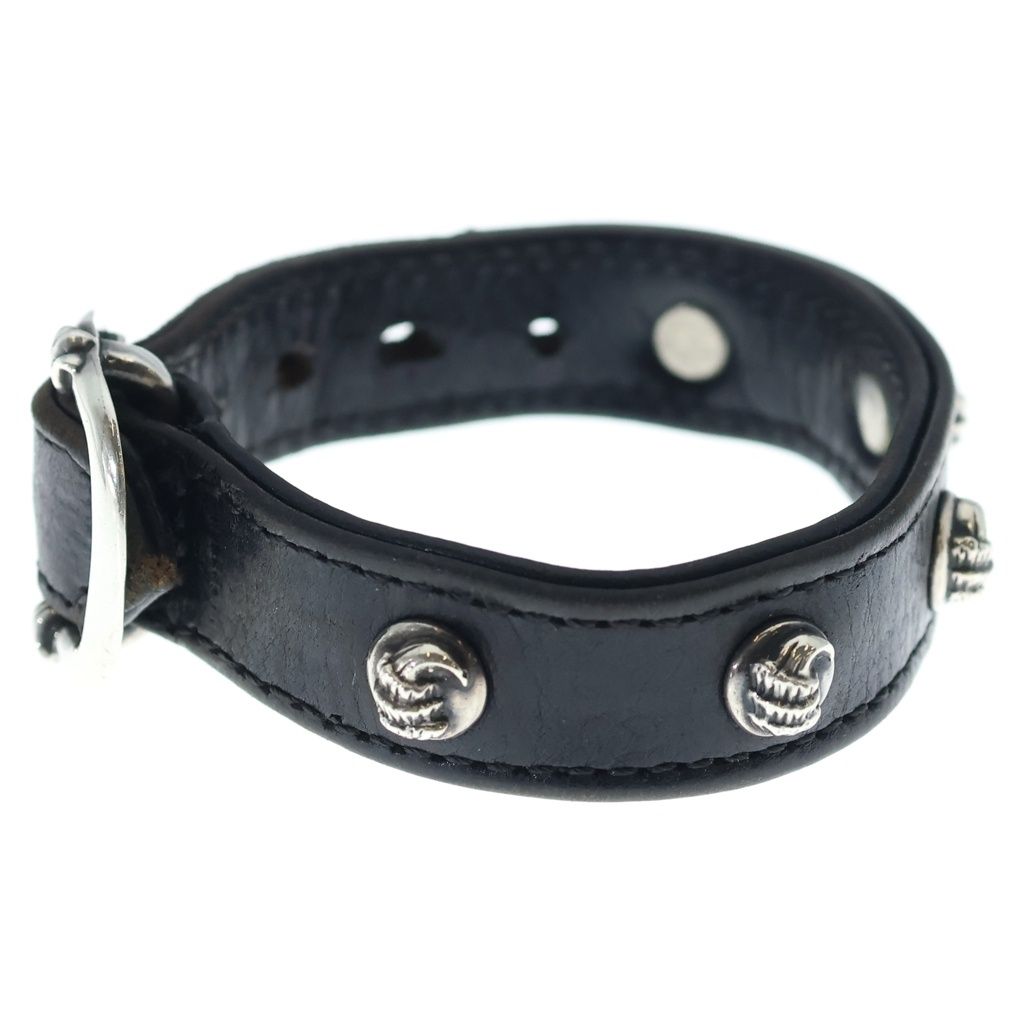 Chrome Hearts Gunslinger Crow Ball Leather Bracelet Black Silver — view 4