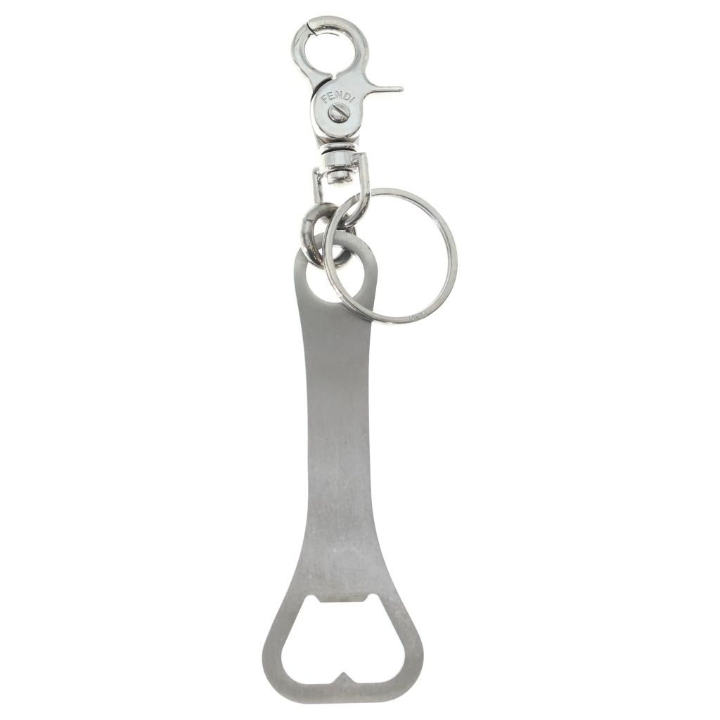 Fendi Opener Key Ring Logo Key Holder Silver — view 2