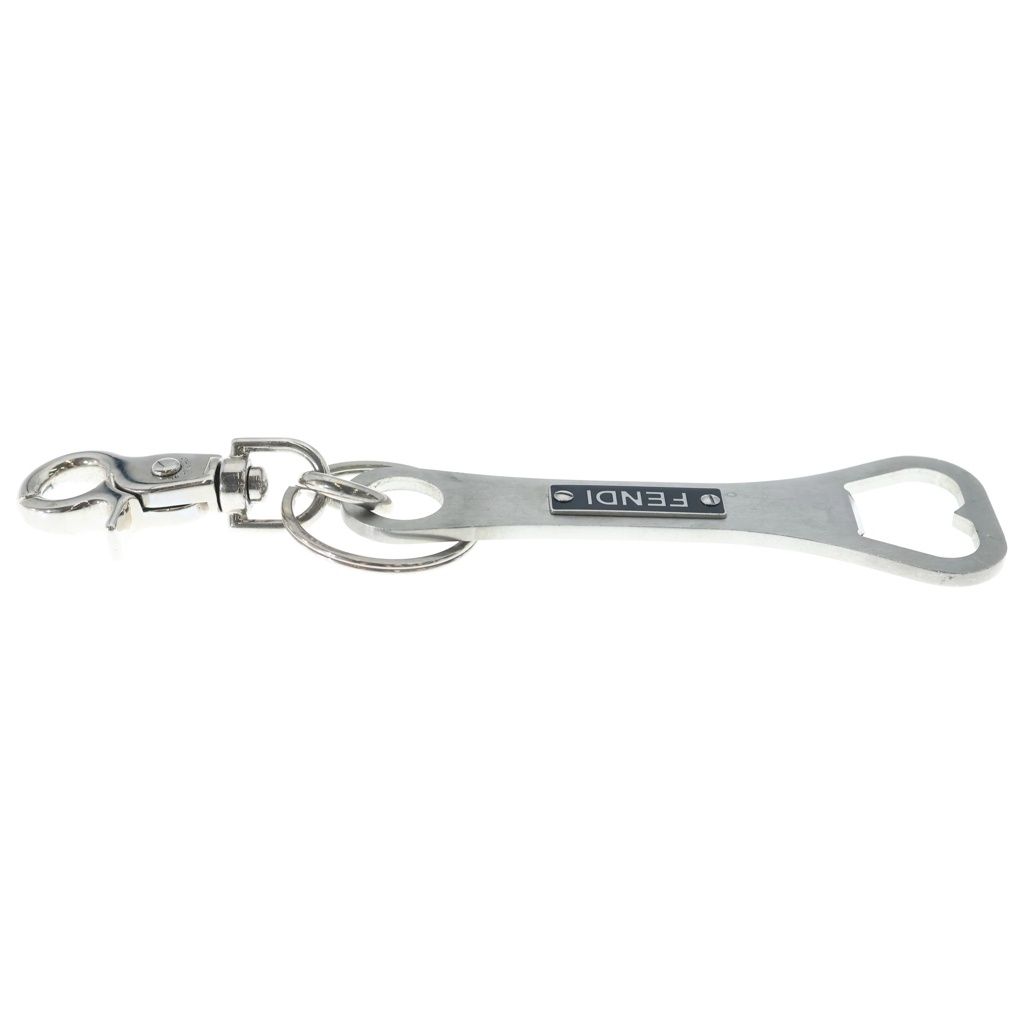 Fendi Opener Key Ring Logo Key Holder Silver — view 4