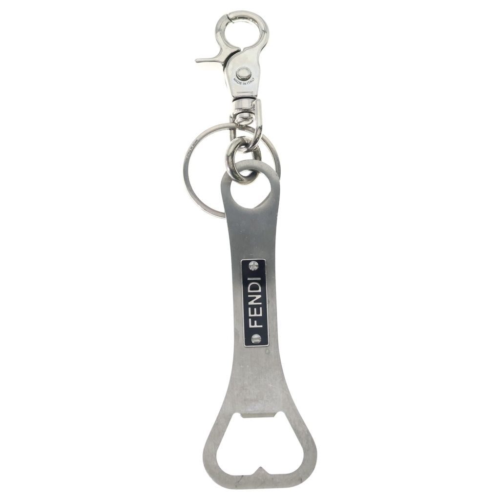 Fendi Opener Key Ring Logo Key Holder Silver