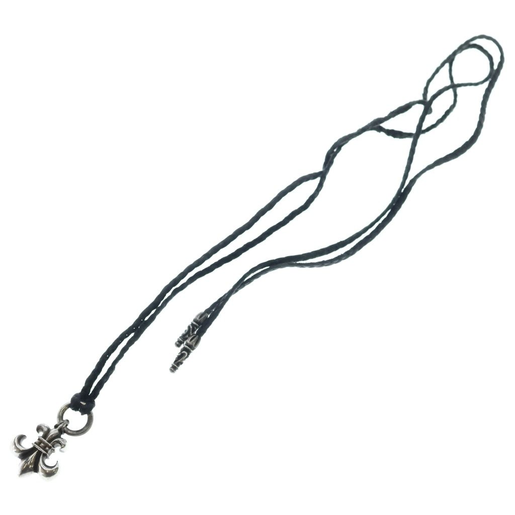 Chrome Hearts Vintage BS Fluer BS Flare Pendant Leather Braid Silver Black — view 2