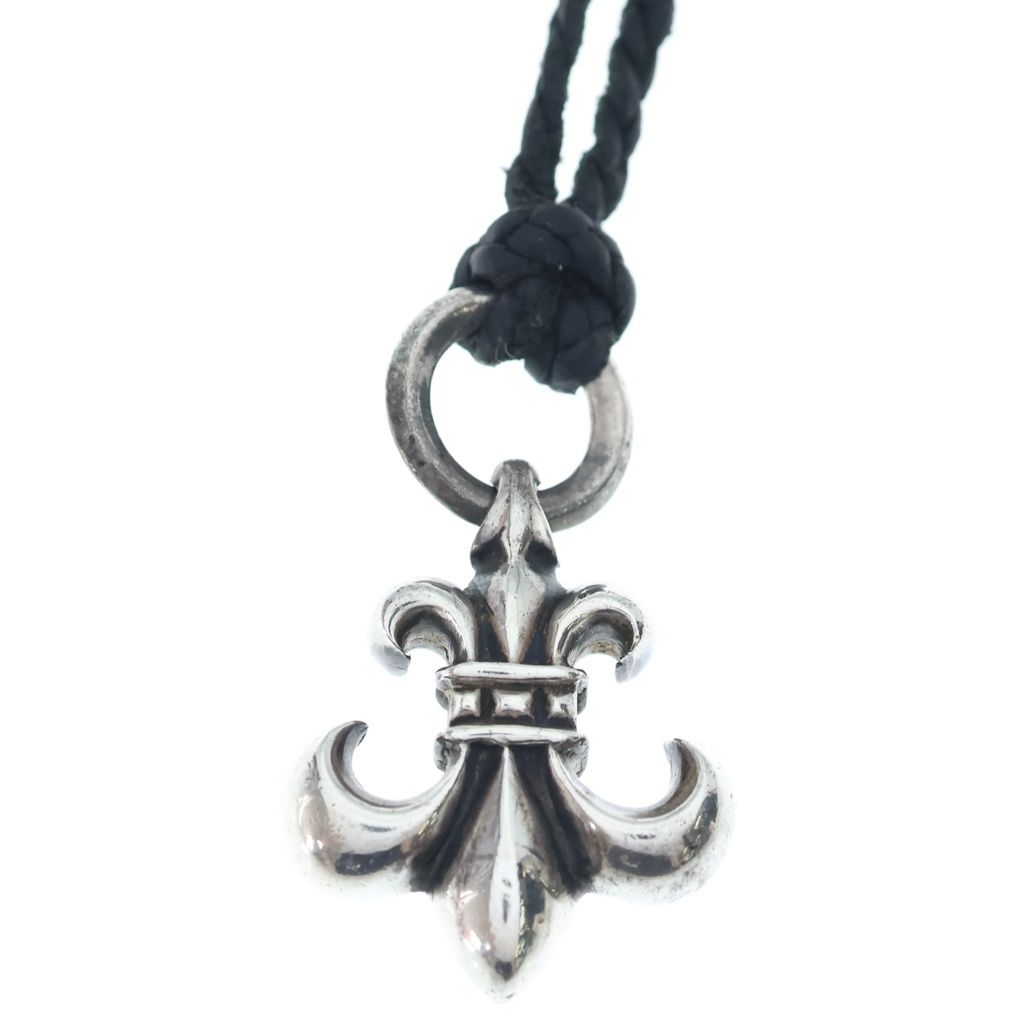 Chrome Hearts Vintage BS Fluer BS Flare Pendant Leather Braid Silver Black — view 3