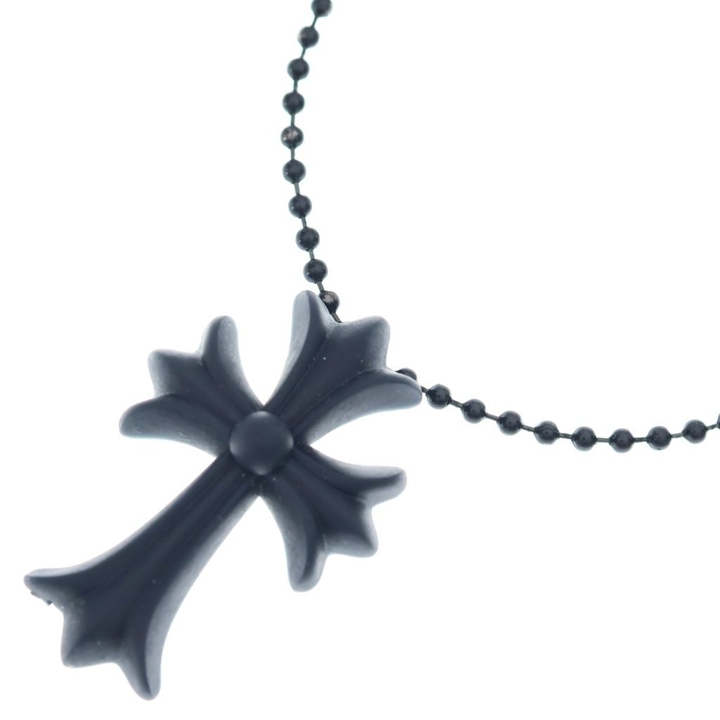 Chrome Hearts Rubber CH Crs Sml Small CH Cross Necklace Silicone Black