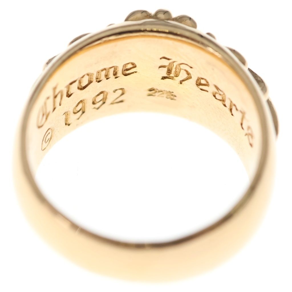 Chrome Hearts 22k Flrl Crs P Dia Floral Black Sling Pave Diamond Gold Ring — view 6