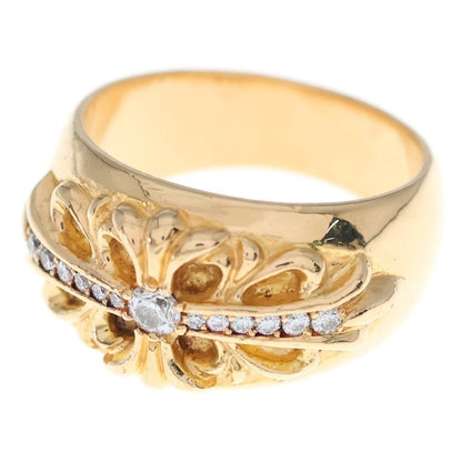 Chrome Hearts 22k Flrl Crs P Dia Floral Black Sling Pave Diamond Gold Ring