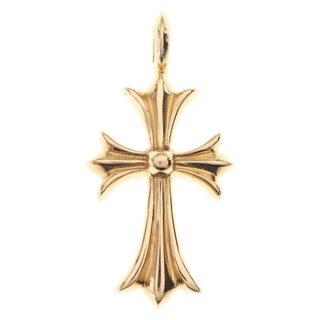 Chrome Hearts 22k Tny Crsf P Sap Tiny Fat Cross Pave Saffiano Pendant Gold — view 2