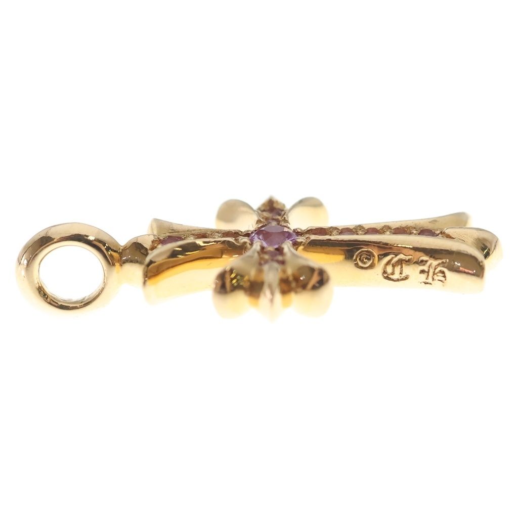 Chrome Hearts 22k Tny Crsf P Sap Tiny Fat Cross Pave Saffiano Pendant Gold — view 4