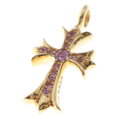 Chrome Hearts 22k Tny Crsf P Sap Tiny Fat Cross Pave Saffiano Pendant Gold — view 5