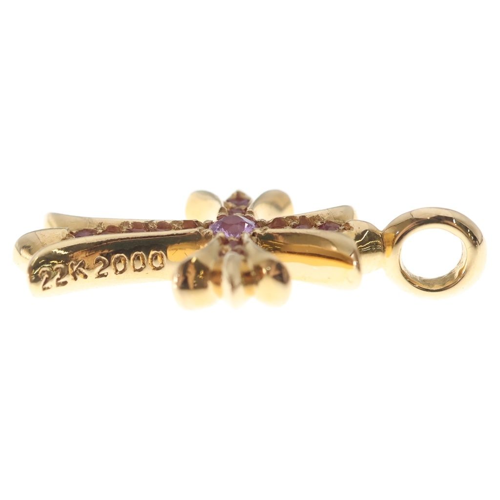 Chrome Hearts 22k Tny Crsf P Sap Tiny Fat Cross Pave Saffiano Pendant Gold — view 3