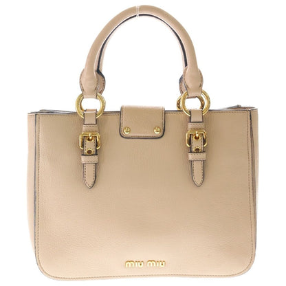Miu Miu Madras 2-Way Shoulder Bag Pink Beige Leather Gold — view 2