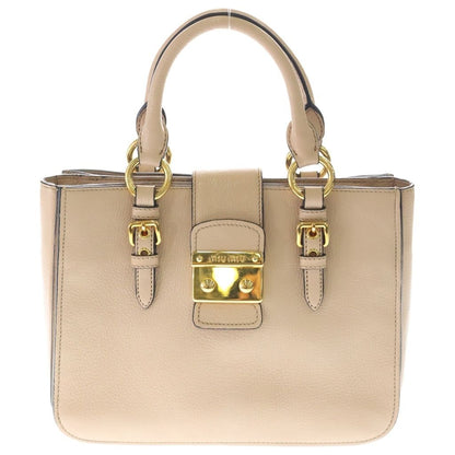 Miu Miu Madras 2-Way Shoulder Bag Pink Beige Leather Gold