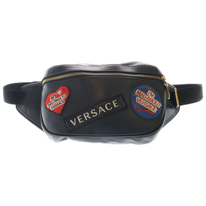 Versace Patch Embroidery Leather Body Back Black Messenger