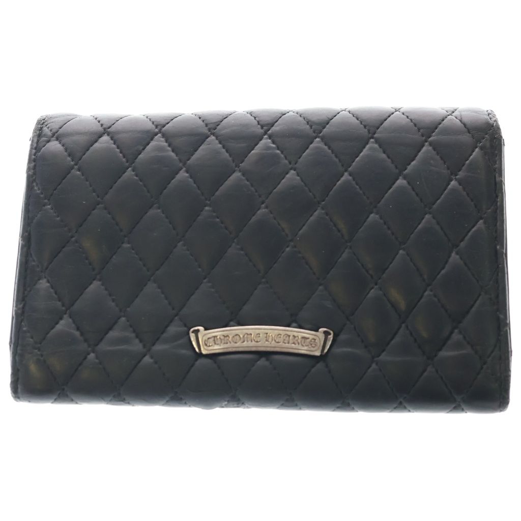 Chrome Hearts Qlt 4 Wave Quilted Leather Wallet Black Silver — view 2