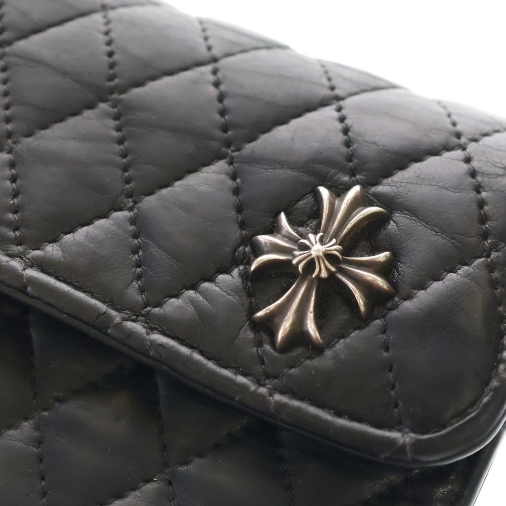 Chrome Hearts Qlt 4 Wave Quilted Leather Wallet Black Silver — view 5