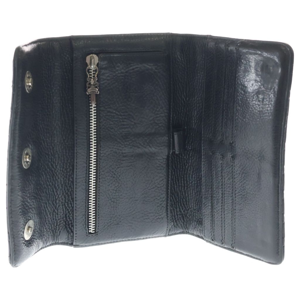 Chrome Hearts Qlt 4 Wave Quilted Leather Wallet Black Silver — view 4