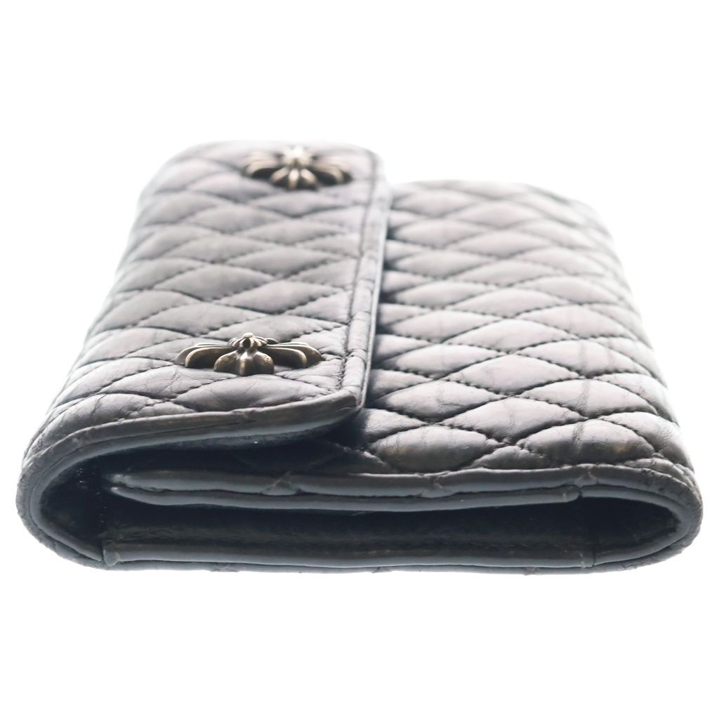 Chrome Hearts Qlt 4 Wave Quilted Leather Wallet Black Silver — view 3