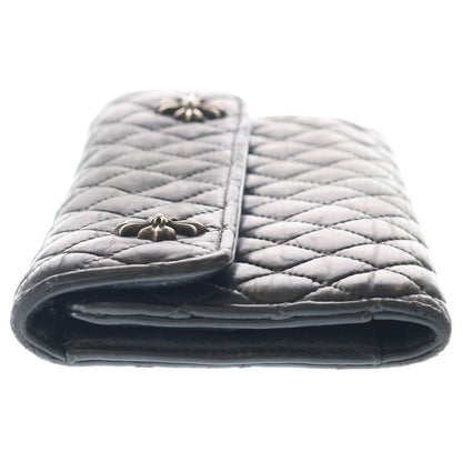 Chrome Hearts Qlt 4 Wave Quilted Leather Wallet Black Silver — view 3
