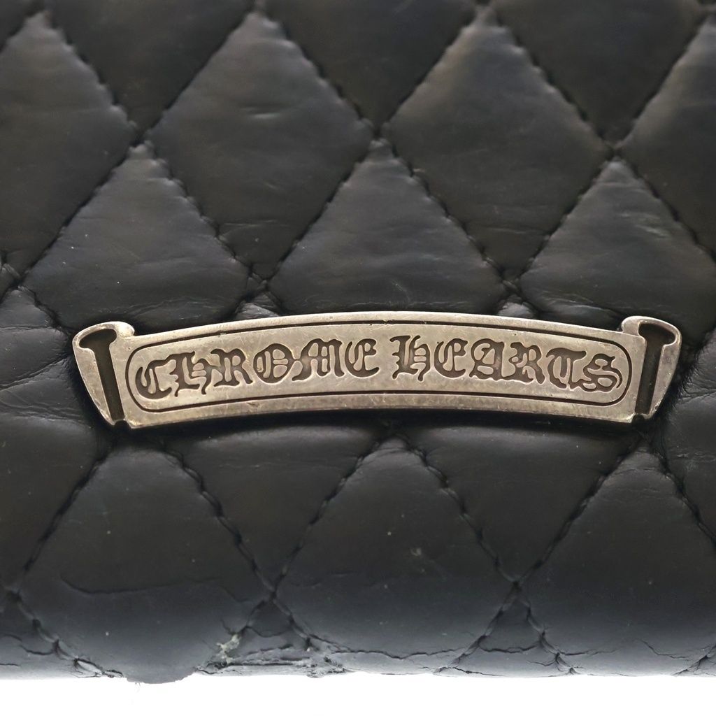 Chrome Hearts Qlt 4 Wave Quilted Leather Wallet Black Silver — view 6
