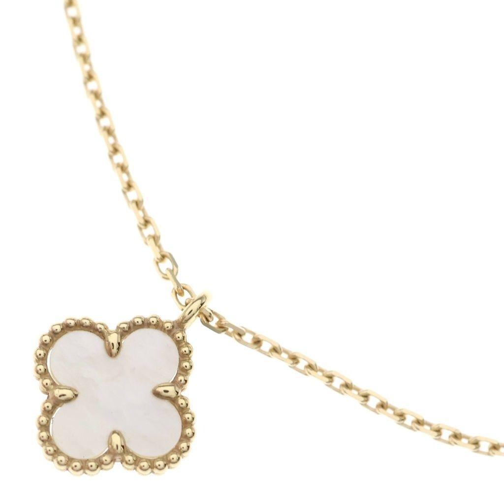 Van Cleef & Arpels Sweet Alhambra Mother of Pearl Pendant Chain Gold