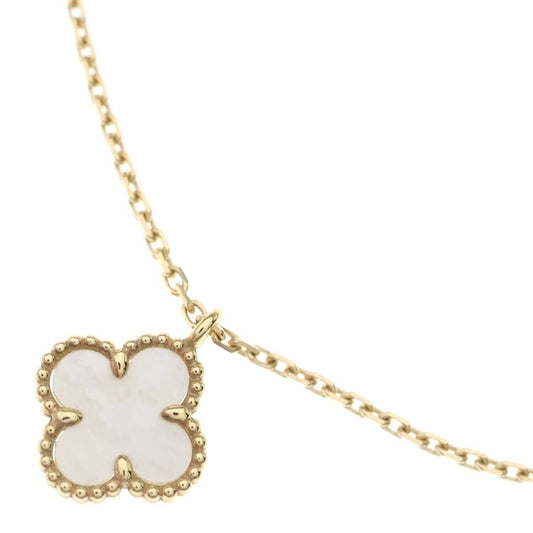 Van Cleef & Arpels Sweet Alhambra Mother of Pearl Pendant Chain Gold