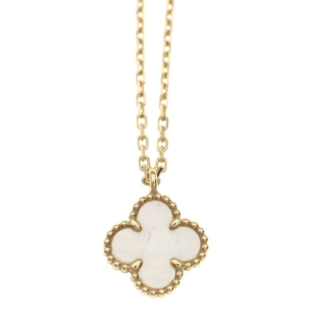 Van Cleef & Arpels Sweet Alhambra Mother of Pearl Pendant Chain Gold — view 3