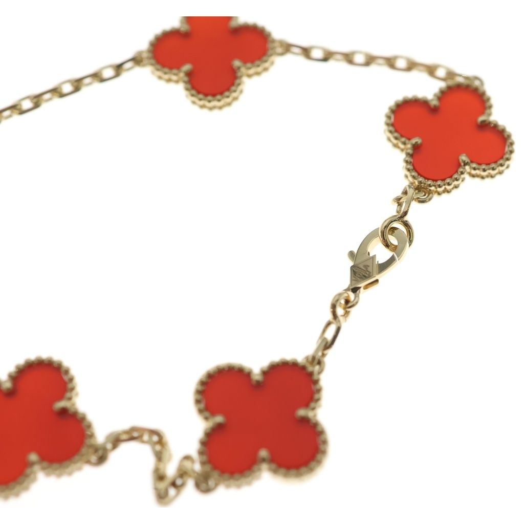 Van Cleef & Arpels Vintage Alhambra 5 Motif Carnelian Bracelet Gold — view 5