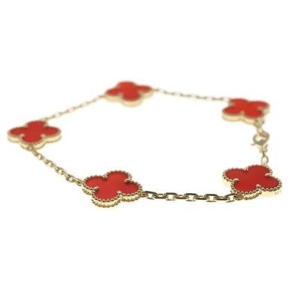 Van Cleef & Arpels Vintage Alhambra 5 Motif Carnelian Bracelet Gold — view 4