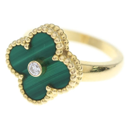 Van Cleef & Arpels Vintage Alhambra Malachite Diamond Ring Gold Green — view 2