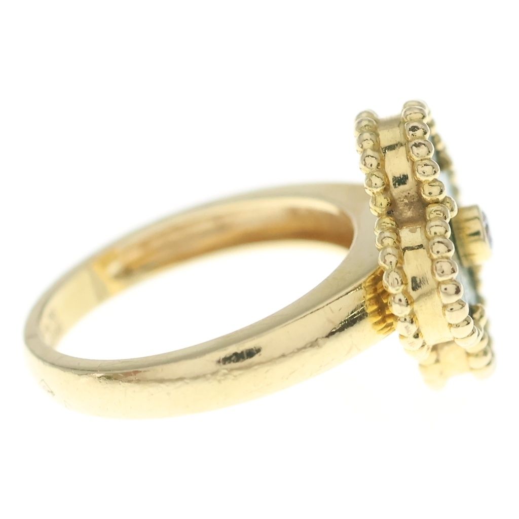 Van Cleef & Arpels Vintage Alhambra Malachite Diamond Ring Gold Green — view 4