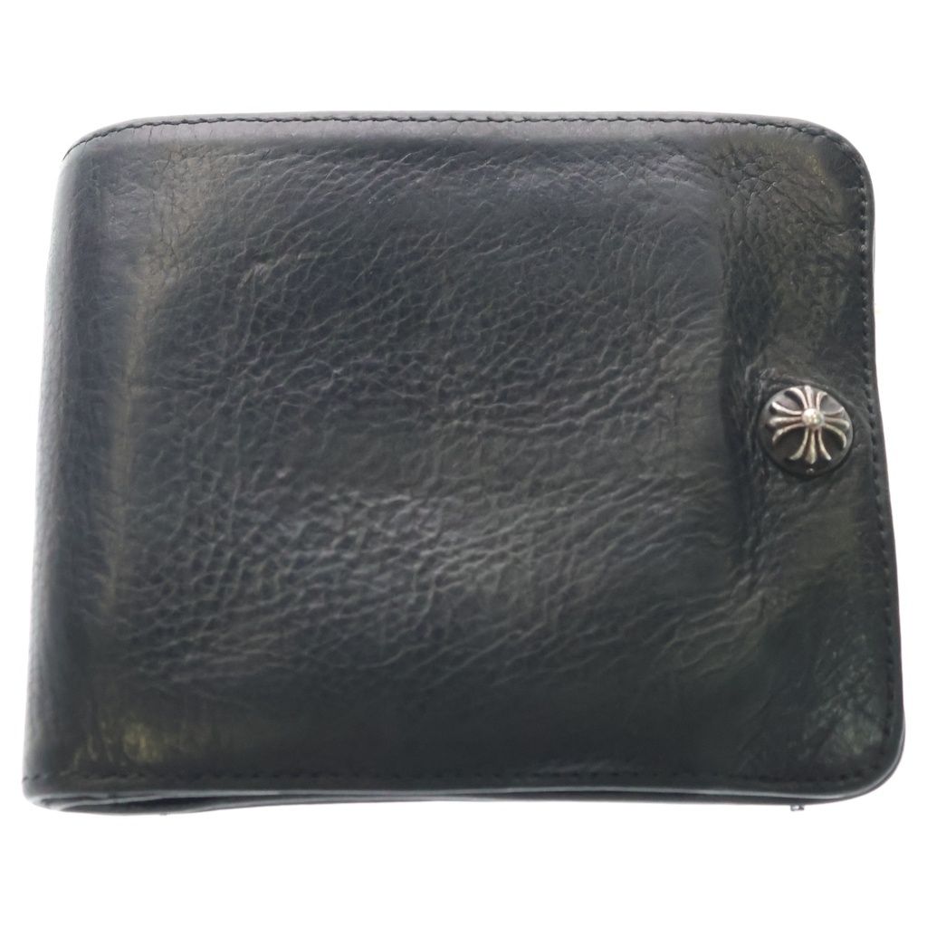 Chrome Hearts 1 Snap Cross Ball Button Leather Wallet Black