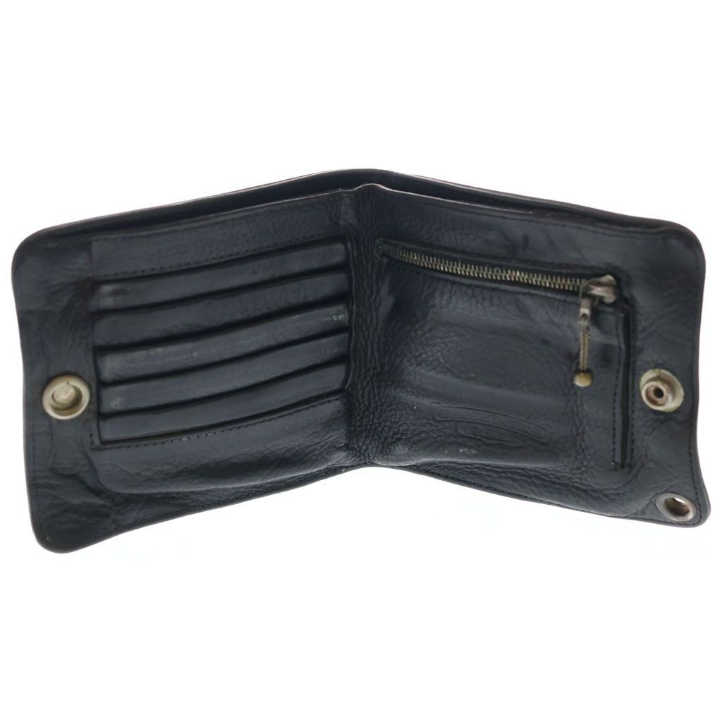 Chrome Hearts 1 Snap Cross Ball Button Leather Wallet Black — view 4