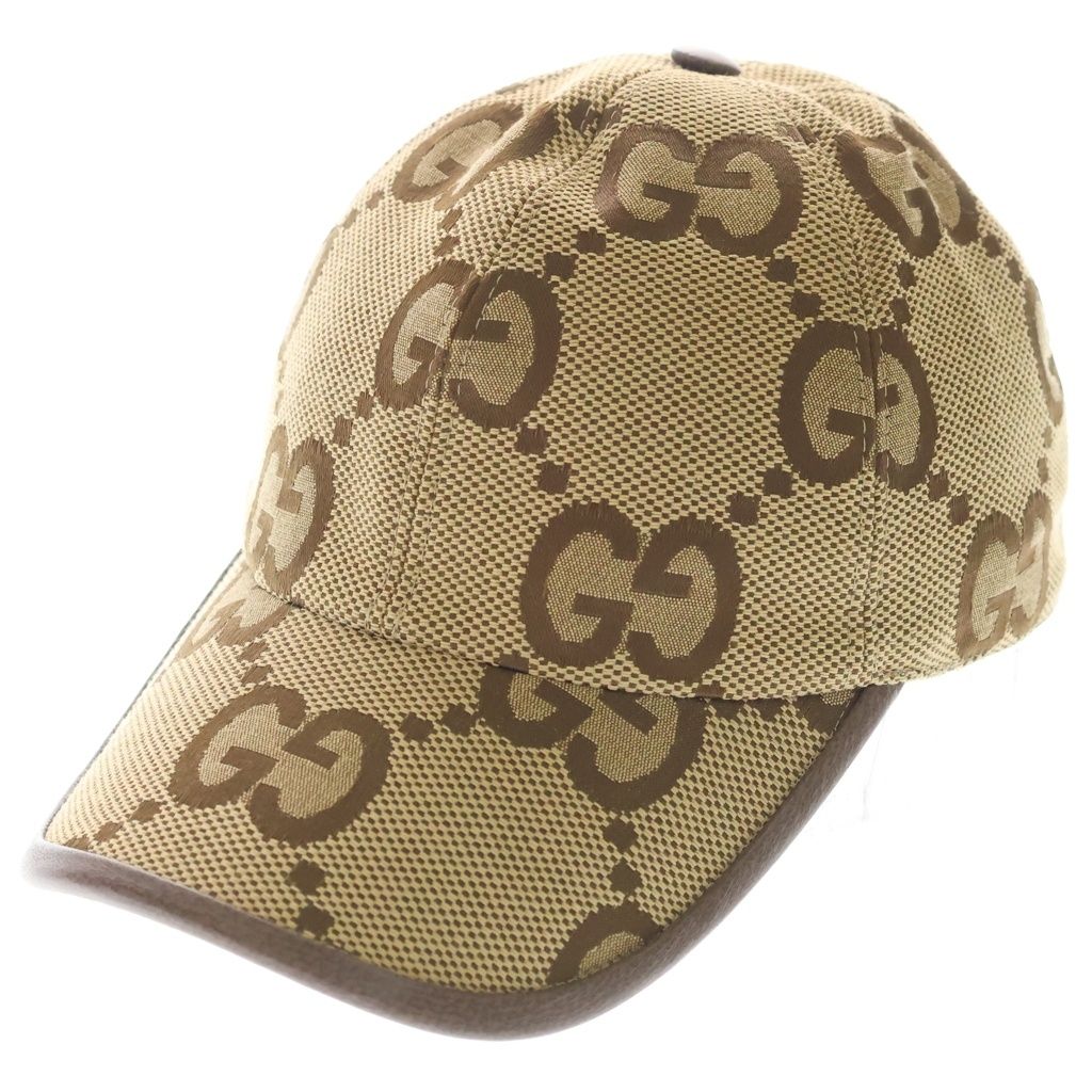 Gucci Jumbo GG Pattern Canvas Baseball Cap Hat Beige