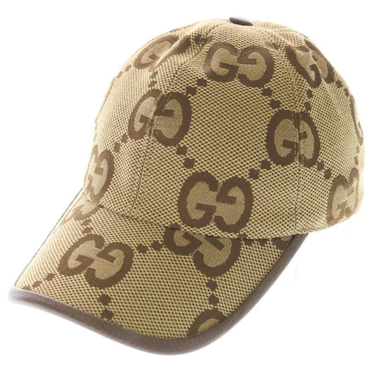 Gucci Jumbo GG Pattern Canvas Baseball Cap Hat Beige