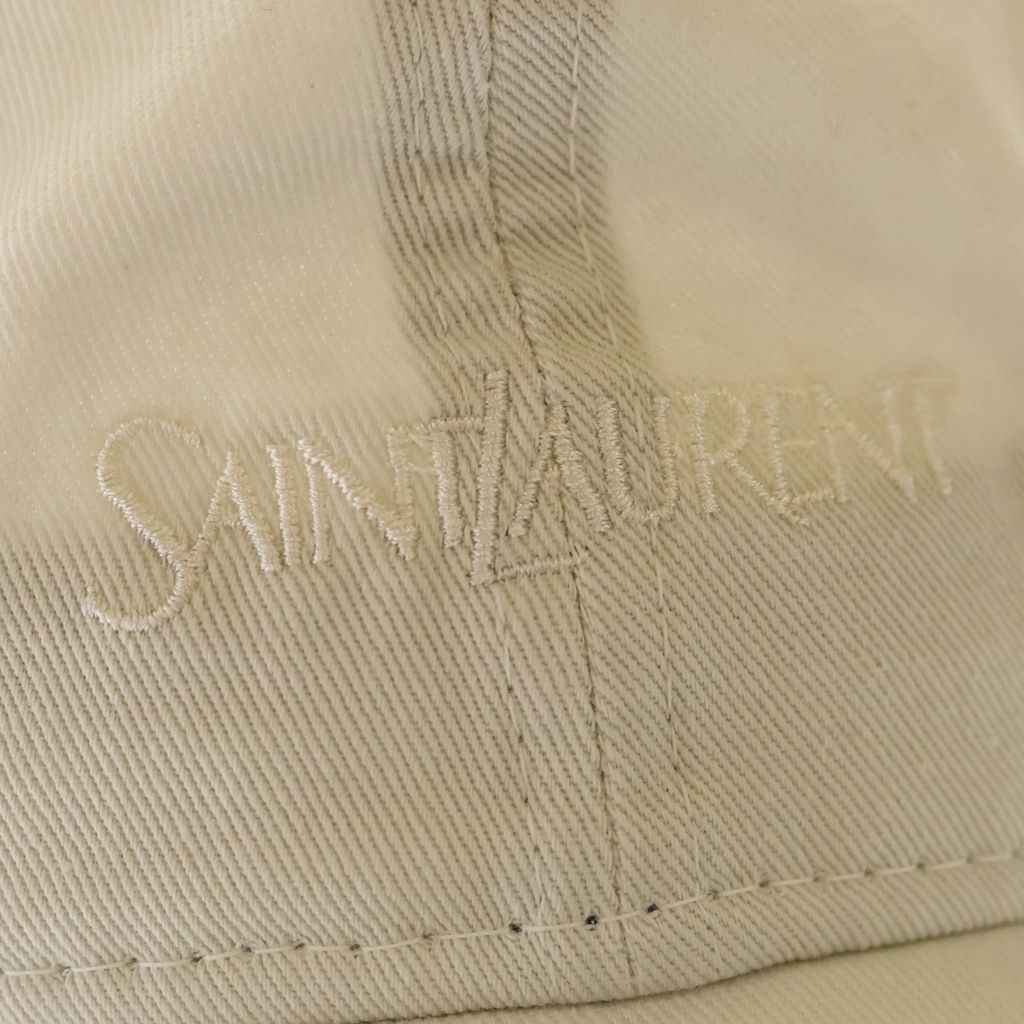 Saint Laurent New Era Paris Logo Embroidery 6 Panel Baseball Cap Hat Beige — view 5