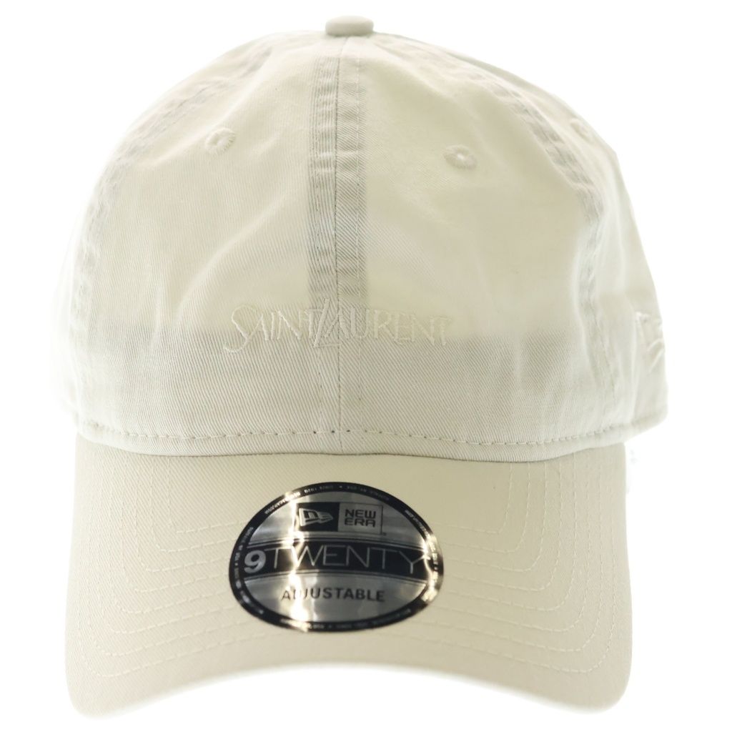 Saint Laurent New Era Paris Logo Embroidery 6 Panel Baseball Cap Hat Beige — view 4