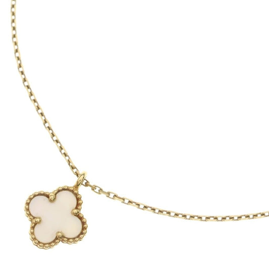 Van Cleef & Arpels Sweet Alhambra Mother of Pearl Pendant Chain Gold