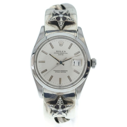 Rolex Oy Star Perpetual Date Pave Diamond Motif Watch Band Wristwatch