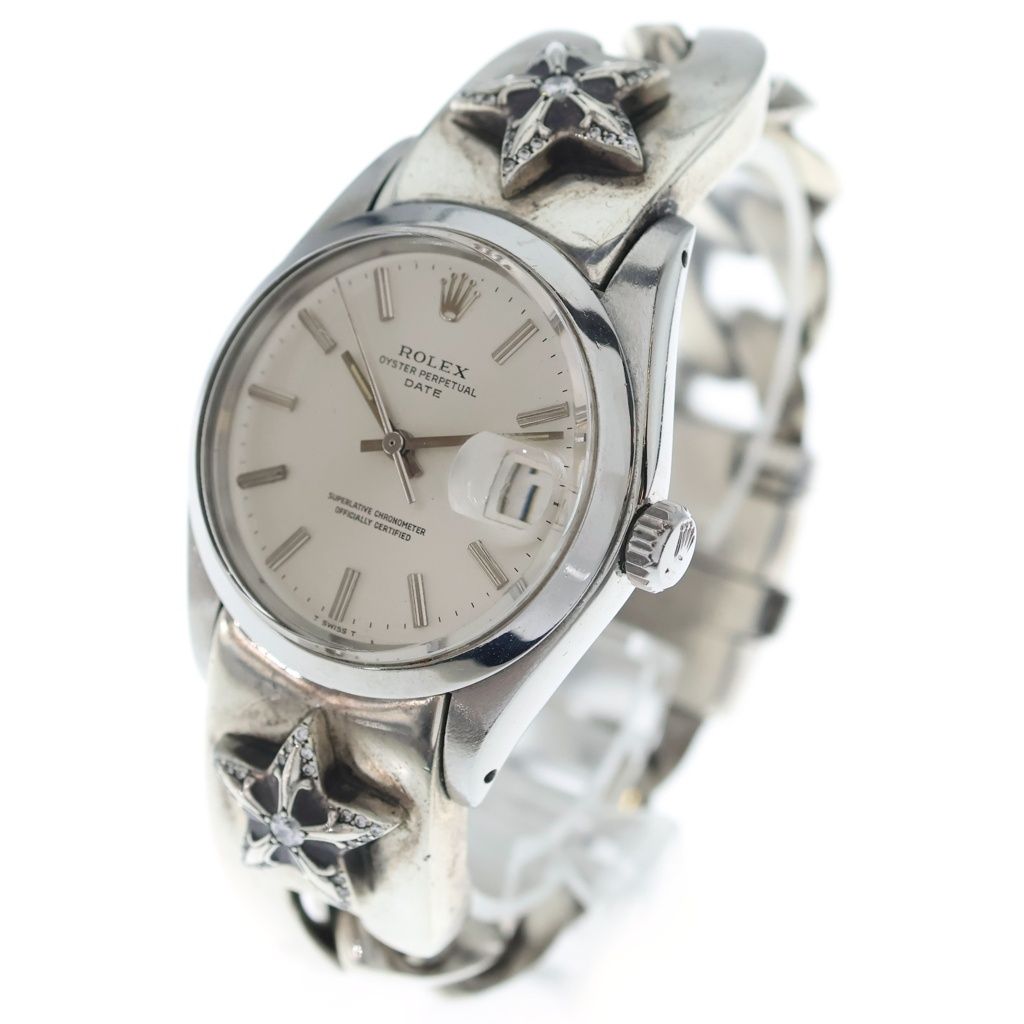 Rolex Oy Star Perpetual Date Pave Diamond Motif Watch Band Wristwatch — view 4