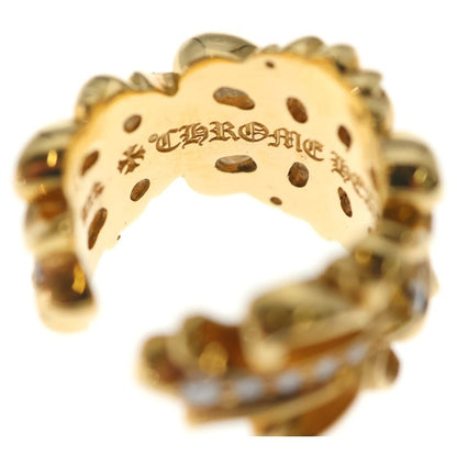Chrome Hearts 22k Dbl Flrl Crs Double Floral Cross Pave Diamond Gold Ring — view 5