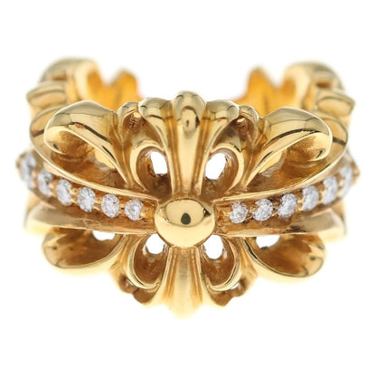 Chrome Hearts 22k Dbl Flrl Crs Double Floral Cross Pave Diamond Gold Ring — view 4