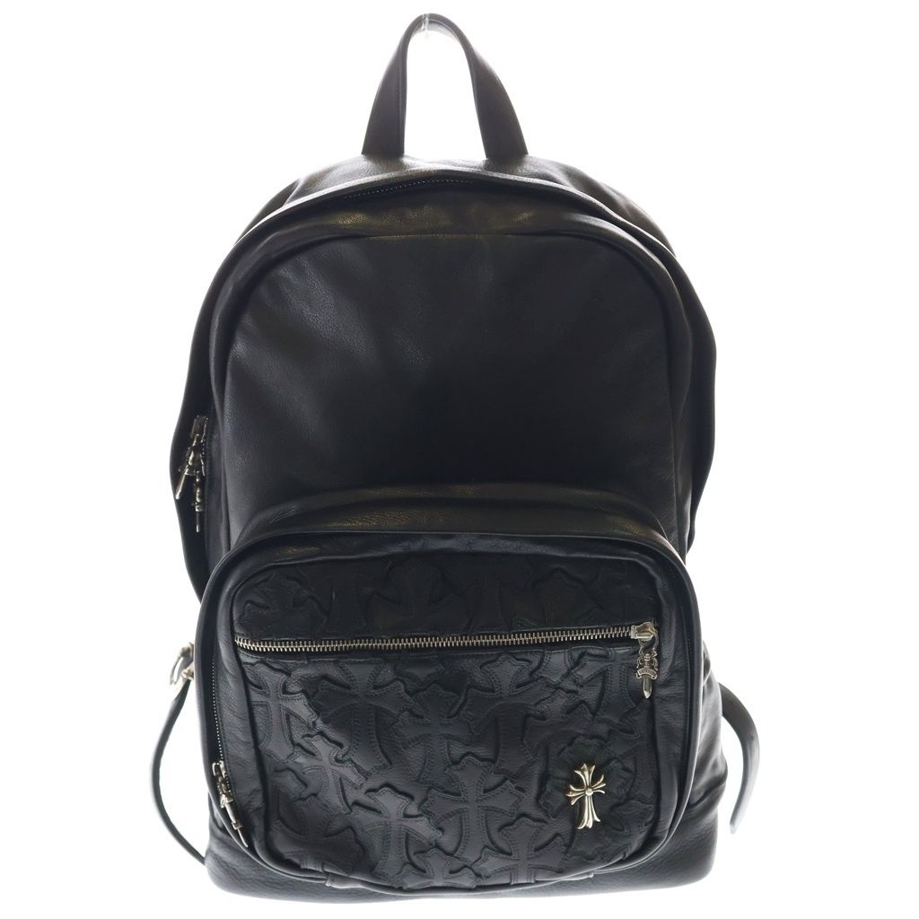 Chrome Hearts Grade Cemetery Cross Patch Leather Backpack Black