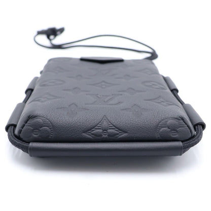 Louis Vuitton Lace Up Pouch Monogram Shadow Embossed Leather Shoulder Bag Black — view 4